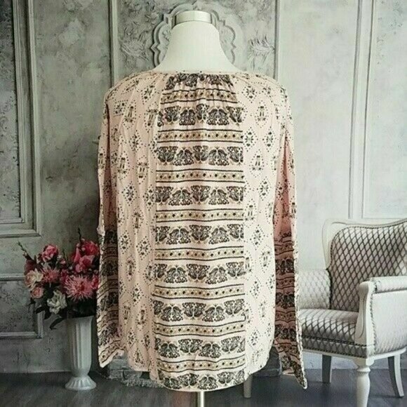 Nd Linen Blend Pink Spring Long Sleeve Cinch Bottom Blouse Shirt Plus Size 2X - Picture 5 of 6